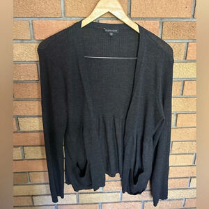 Eileen Fisher Cozy Viscose Stretch Knit 100% Wool Ash Gray Cardigan Size Large
